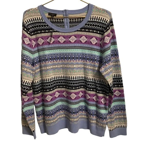 Talbots Fair Isle Wool Blend Crewneck Sweater Size XL NWT - Picture 2 of 12
